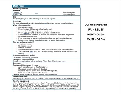 Ultra Relief Gel (Generic Label Ultra Strength Pain Relief Menthol 6 Camphor 3 Jpg)